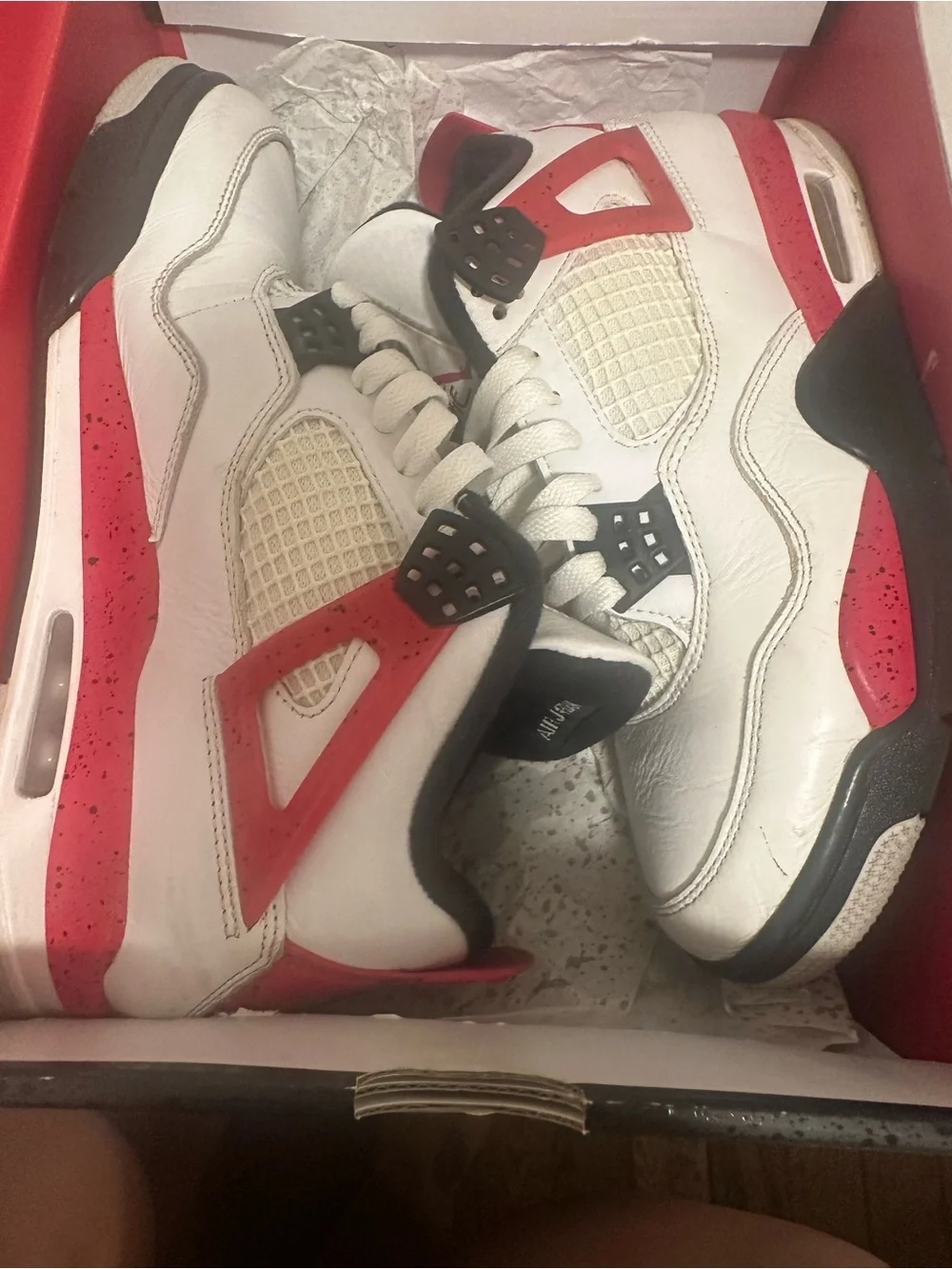 Jordan Retro Low-Top Sneakers in White and Red used with box